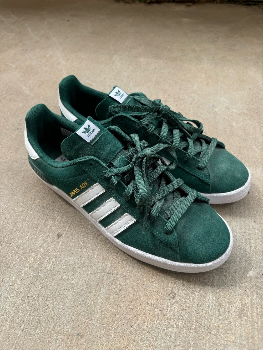 Adidas Campus ADV Green White Sneakers Size 10